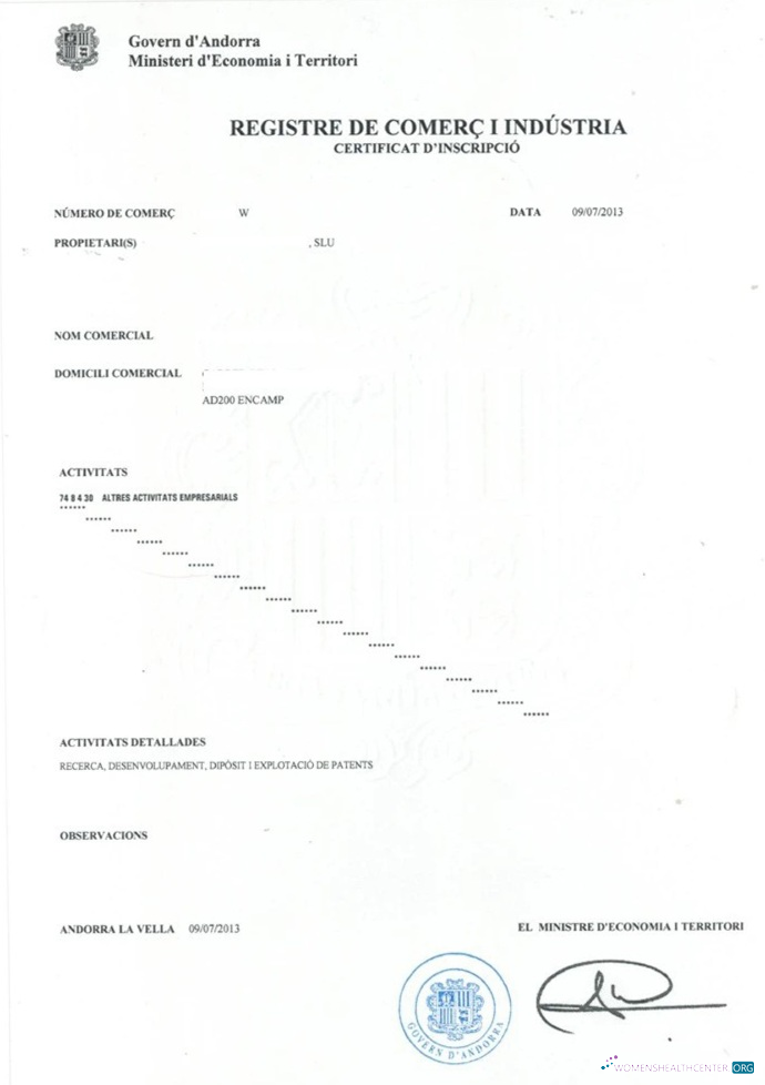 Download Andorra Commercial and Industrial Registration Photoshop template